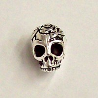 Rose Skull Silver Tone