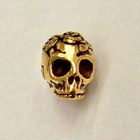 Rose Skull Gold Tone