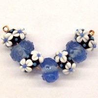 Blue Scroll & Flowers Lampset