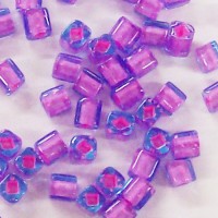 4mm Cube Blue Lilac Lined