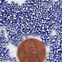 Striped Blue Core 9/0 Seed Beads
